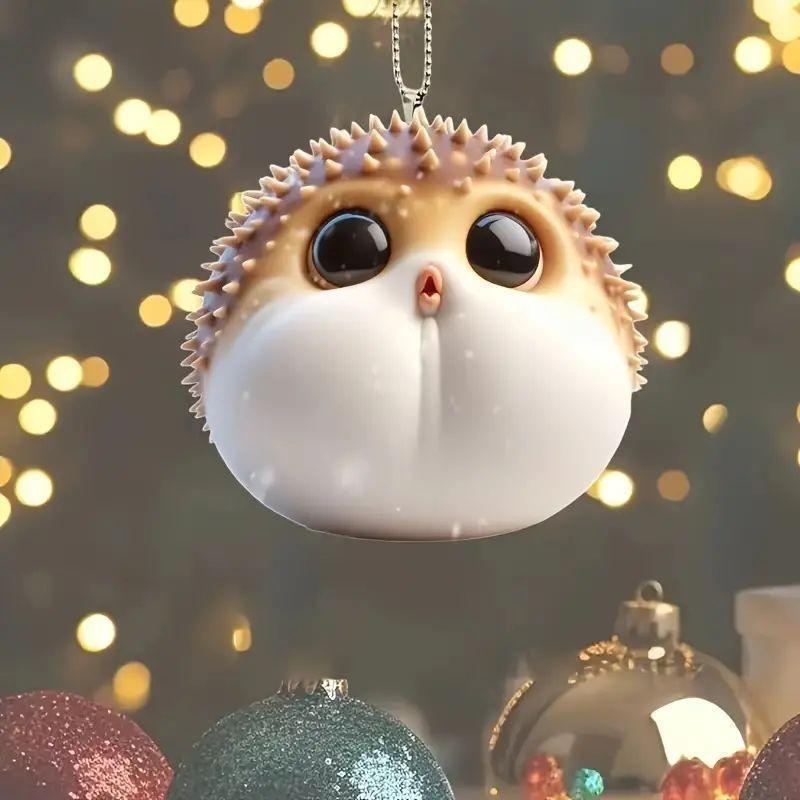 Hedgehog Whimsical Acrylic Ornament Perfect For Festive Christmas Tree Decor