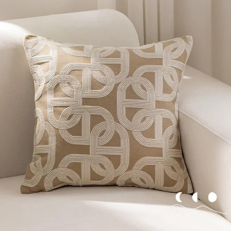 Light Luxury Sofa Pillow Cover New Chinese Modern Minimalist Model Room Decoration Pillow Backrest Headboard Cushion Cover