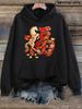 Women'S Year of The Horse Fu Character Hoodie - A Loose Pullover Sweatshirt Featuring a Golden Horse And Lucky Fortune Print, Perf