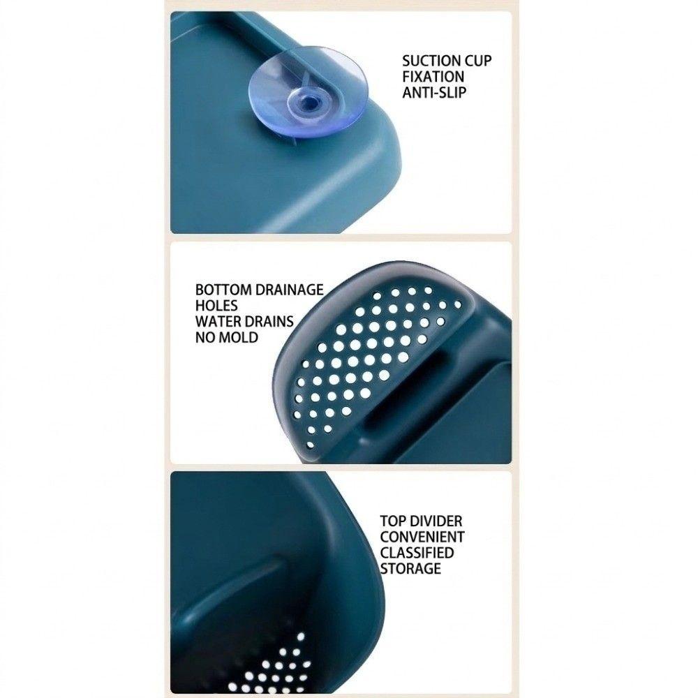 Easy Install Suction Cup Sink Shelf Lightweight Punch Free Drain Basket Multi-Purpose Hanging Soap Stand Sink