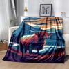 1pc Highland Cow Printing Lightweight Flannel Blanket, Comfortable and Warm Blanket, for Camping Sofa Bed and Couch Office, in All Seasons