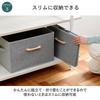 YAMAZEN Storage Boxes, Set of 2, Wooden Handles, Linen-like Fabric Front, Compatible with Color