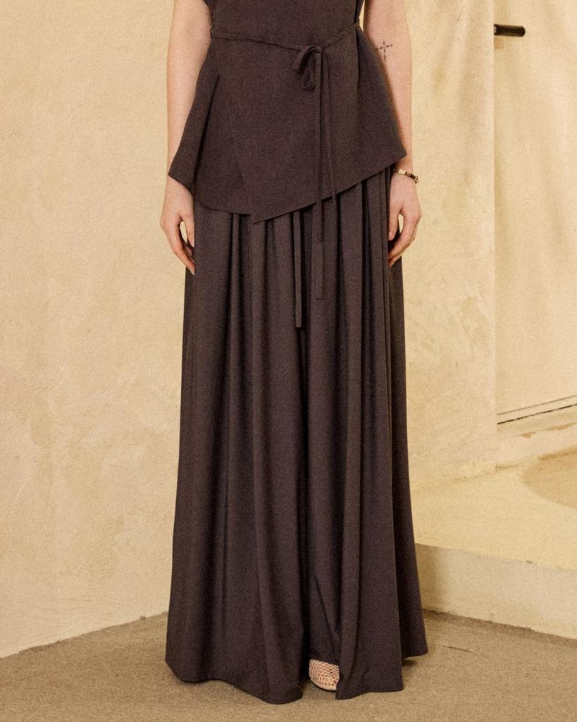 PADO SEOUL Pleated Maxi Culottes Charcoal