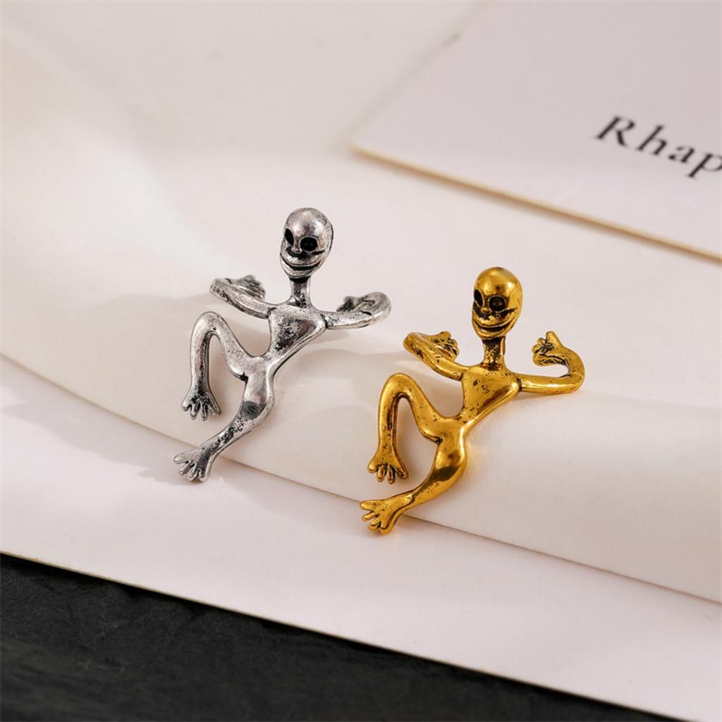 1PC Vintage Fashion Gothic Halloween Skeleton Clip Earrings Skull No Piercing Cartilage Ear Cuff Earring Jewelry For Women Men