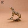 Solid Brass Prairie Rock Stone Wolf Statue Desktop Ornament Table Tea Pet Vintage Copper Animal Figurines Miniatures Decoration