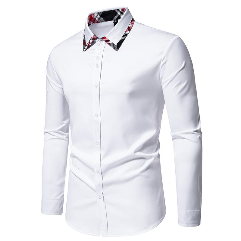 New Arrival Men's Plaid Color Block Long Sleeve Shirt Autumn Casual Patchwork Shirts Male Daily Office Social Work Top Shirts