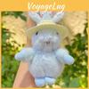 Plush Rabbit Cute Keychain With Floral Ear And Straw Hat Design For Daily Use
