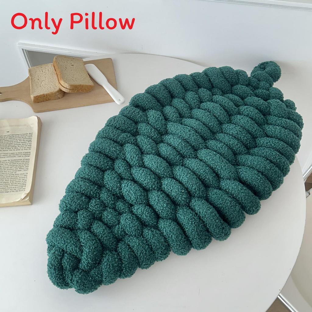 Teddy Fleece Knit Leaf Cushion For Living Room Decor With Pp Cotton Filling