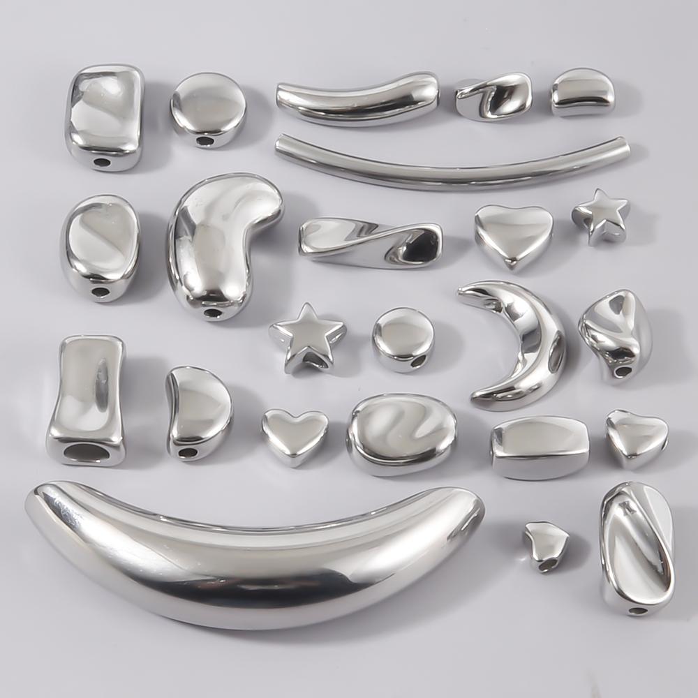 High Quality Irregular 304 Stainless Steel Beads For Jewelry Making Supplies No Fade Waterproof Moon Heart Star Bead Accessories