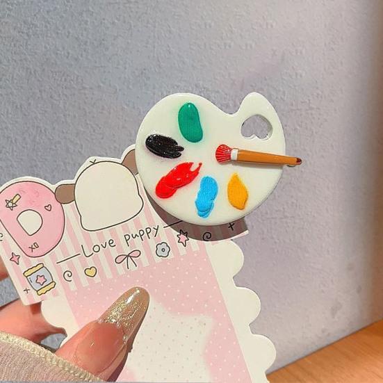 3Pcs Girl Hairpin Macaron Colors Palette Shape Resin Hair Clip Stable