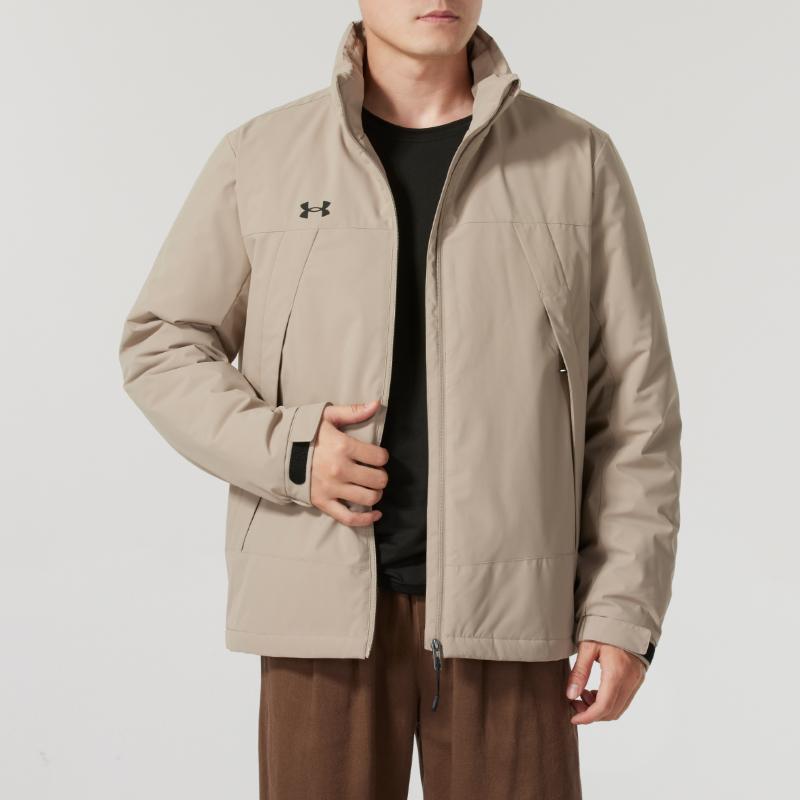 Under Armour Windproof Warm Stand Collar Cotton Jacket Unisex jackets Khaki 24600901-203