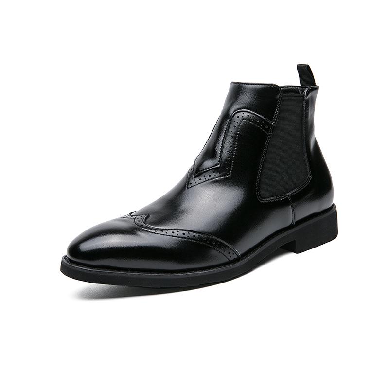 Men s Retro Chelsea Boots - British Style High-Top Casual Business Leather Shoes with Pointed Toe 44 чёрный