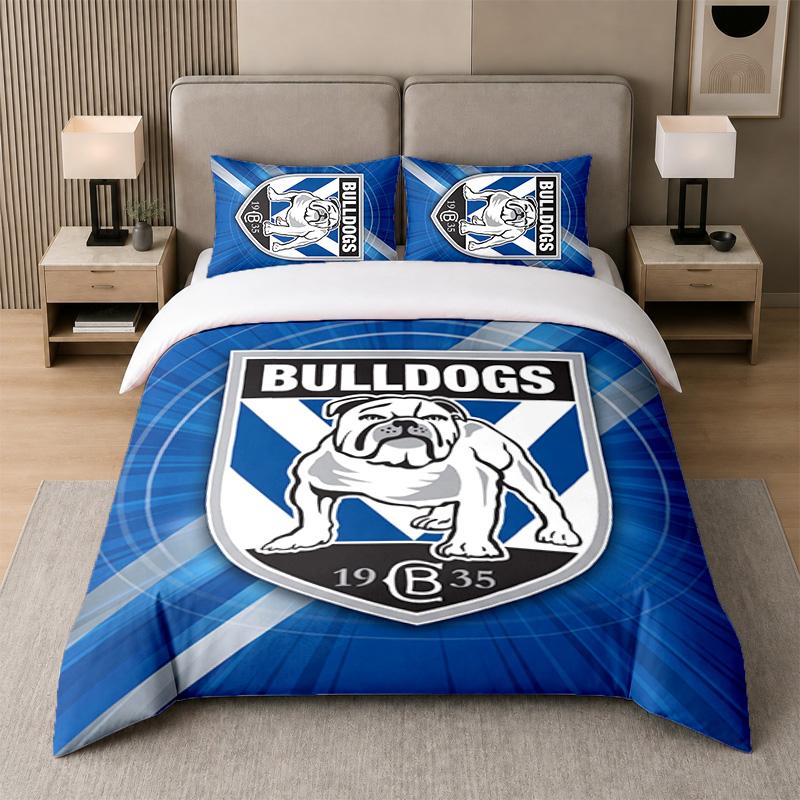 3Pcs Bedding SetCanterbury-Bankstown Bulldogs Soft Bed Sheet and Two Pillowcases Home Bedroom Decor
