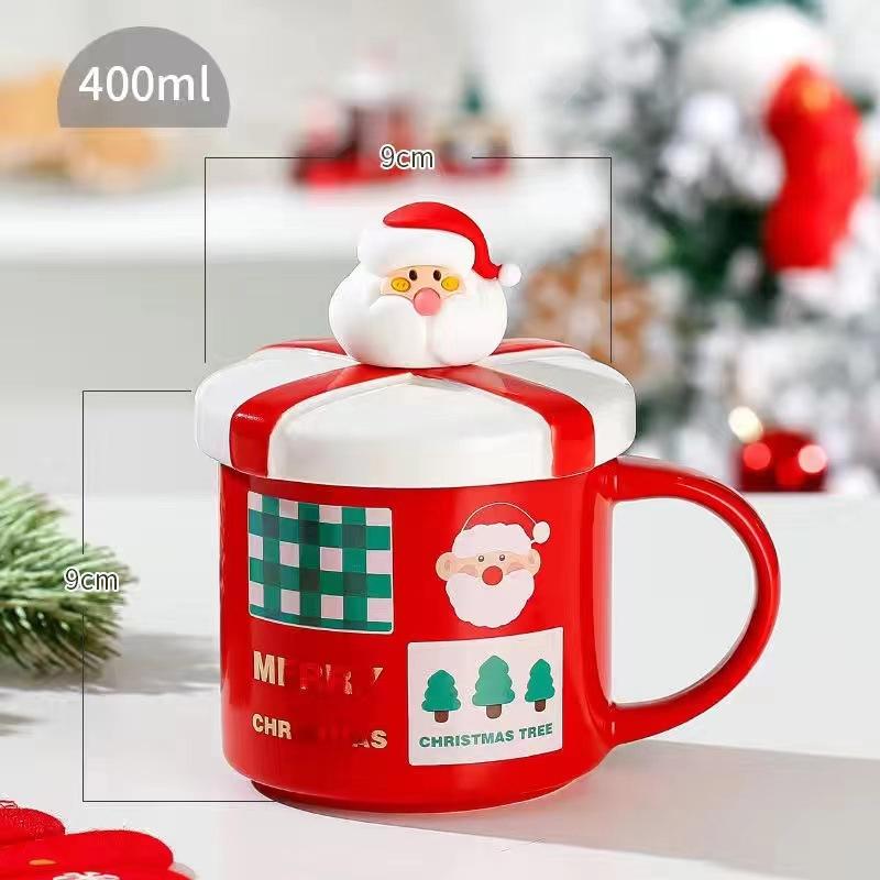 Christmas Gift Ceramic Coffee Cup Porcelain Tree Elk Snowman Couple Cup Home Breakfast Dessert Oatmeal Mug Office Mug Decoration
