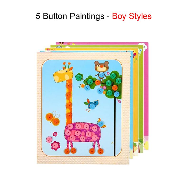 Children Button Sticker Toy Developmental Toys Stickers Game Handicrafts DIY Stickers Cartoon Pattern Painting Drawing TMZ