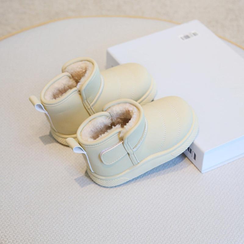 Children's snow boots, winter boys' short boots with thick fleece, girls' cotton boots, warm baby cotton shoes