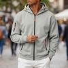 Men's Casual Long Sleeve Hooded Zip-Up Sweatshirt with Multiple Pockets and