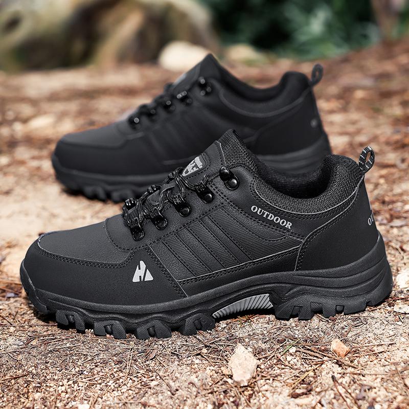 Men's Non-slip Casual Sneakers Outdoor Lace-up Low-top Hiking Shoes Wear-resistant Sole Daily Walk Camping Mountaineering Shoes