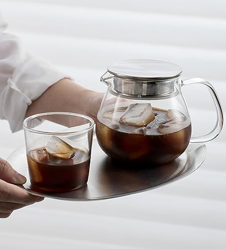 IwaiLoft Leaf Pot Pure Teapot/Coffee Server, Heat-Resistant Glass, Microwave and Dishwasher Safe (450ml)