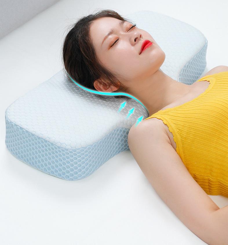 Ergonomic Orthopedic Memory Foam Neck Support Pillow Comfortable Removable Cover Customized Sleeping Travel Positioner