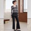 Bailuyu Women's Striped V-neck Flared Sleeve T-shirt