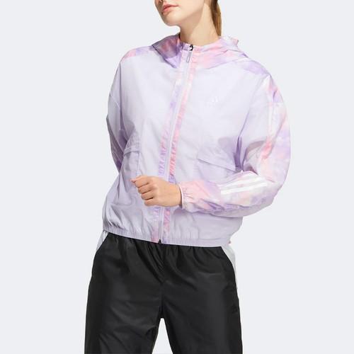 adidas Tie-Dye Colorblock Sports Hoodie Jacket Women’s Light Purple