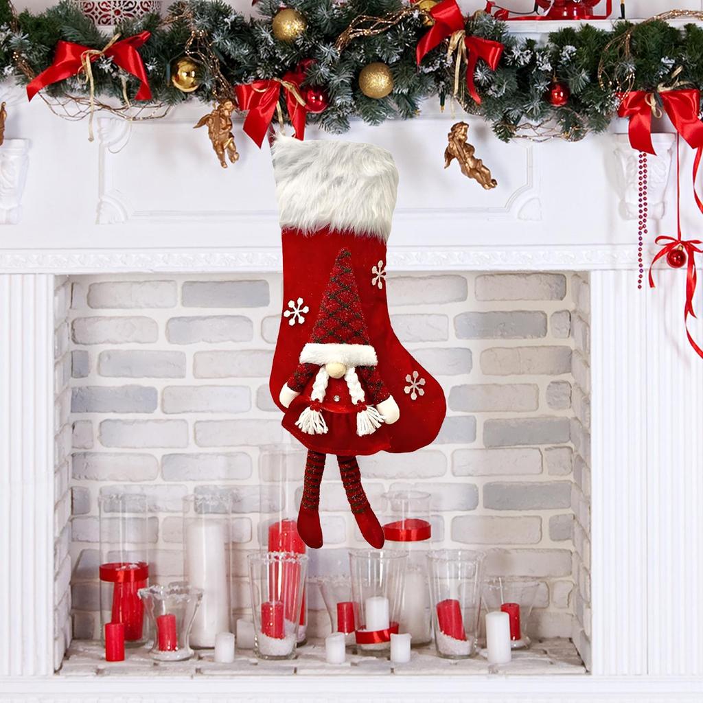 2025 Christmas Gnome Stockings Christmas Goodie Bag New Year Xmas Christmas Tree Ornaments Fireplace Decor For Holiday
