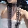 Bordado Cinta Larga Y Accesorios de Cinturón Bufanda de Encaje Francés Verano Hueco Floral Bufandas de Cinta Larga Lazo para el Pelo Snood Diadema