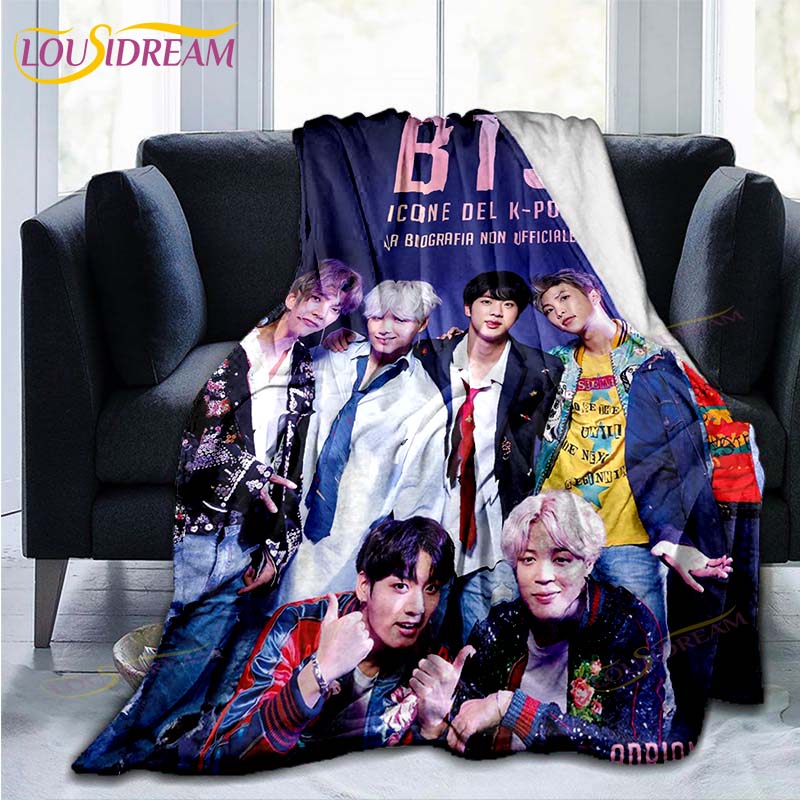 

Kpop Bangtan Boys Bts Плед для дивана Покривало на ковдру Подорожня постільна білизна Розпродаж Плед Фланелевий Плед Покривало на ліжко 150x180cm
