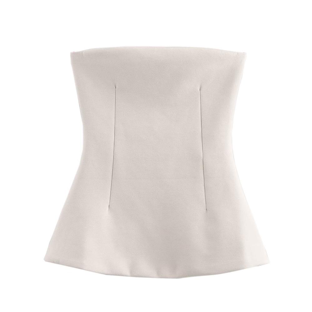 

Женская мода весна 2025: Простой топ-майка облегающего кроя L покинуть белый