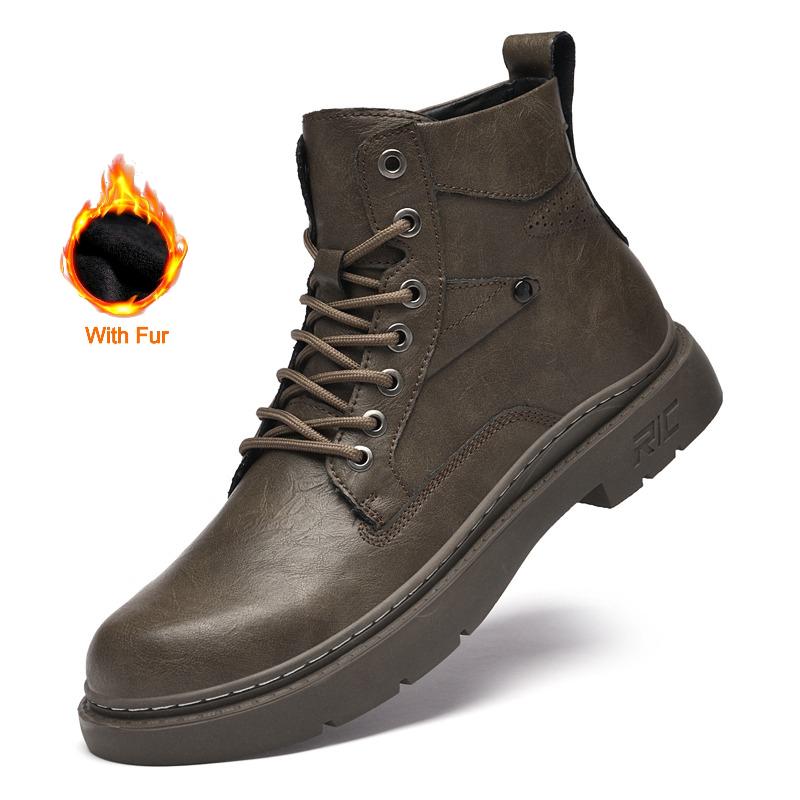 Classic High-Top Laced Walking Boots Outdoor Durable Comfortable And Casual Boots British Style Men's Genuine Leather Work Boots