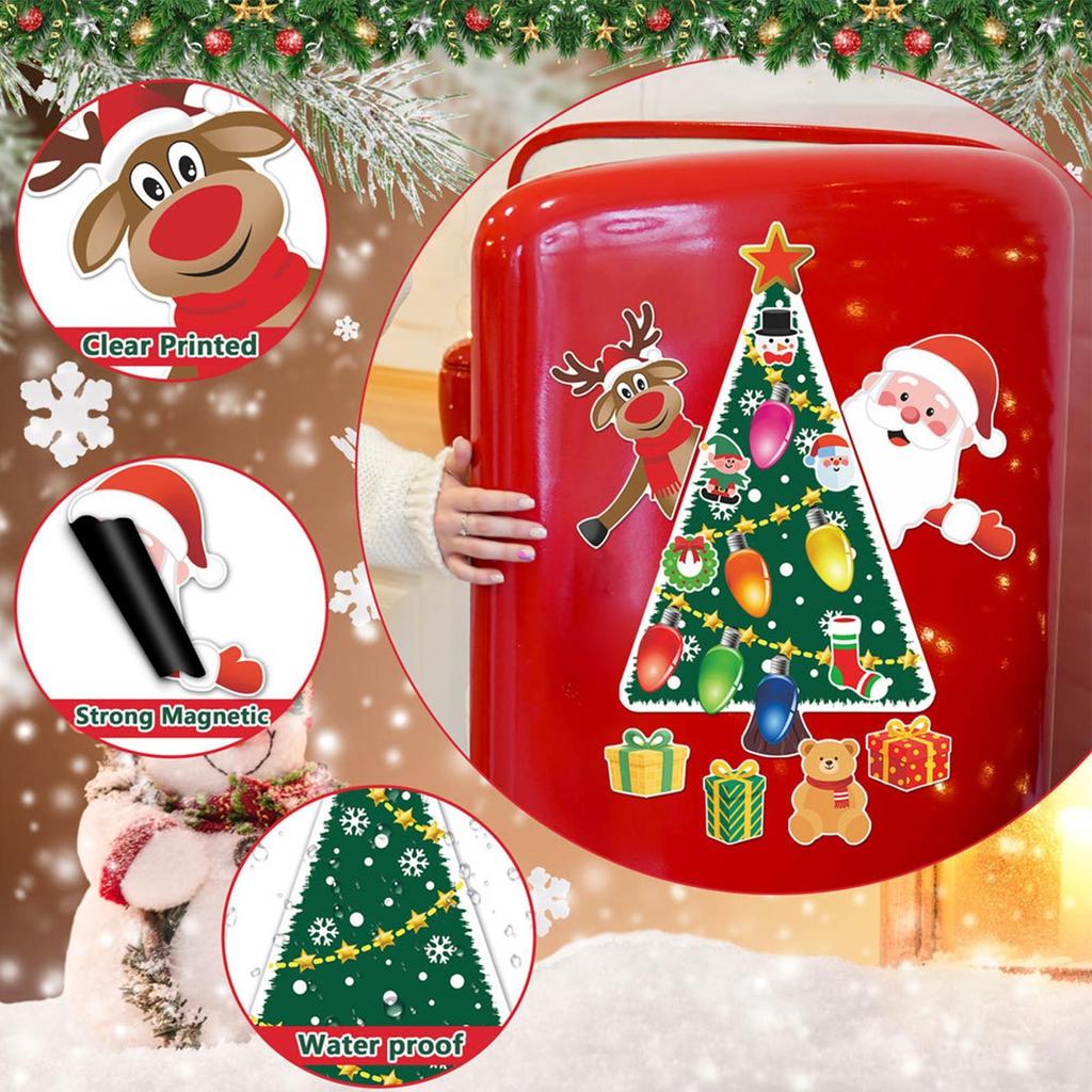 Christmas Magnets For Fridge Santa Claus Tree Bell Holiday Winter Stickers Magnetic Christmas Decorations For Whiteboard Kitchen