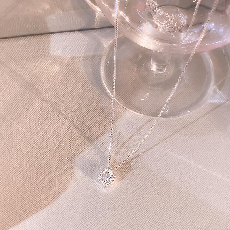 

Маленькое квадратное цирконовое ожерелье для женщин - Универсальное украшение-цепочка для ключицы