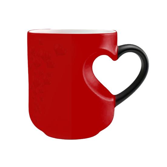 Kubek Zmieniający Kolor w Kształcie Serca 11oz Magiczny Ceramiczny Kubek Odkrywa Ukryty Wzór Kubek do Kawy z Gorącymi Napojami Romantyczny Prezent dla Miłośników Kawy i Herbaty