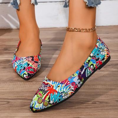 Damen Schuhe Heißer Verkauf 2024 Neu Slipper Damen Ballerinas Spitz Gemischtfarbig Flachmündig Blockabsatz Täglich Karriere