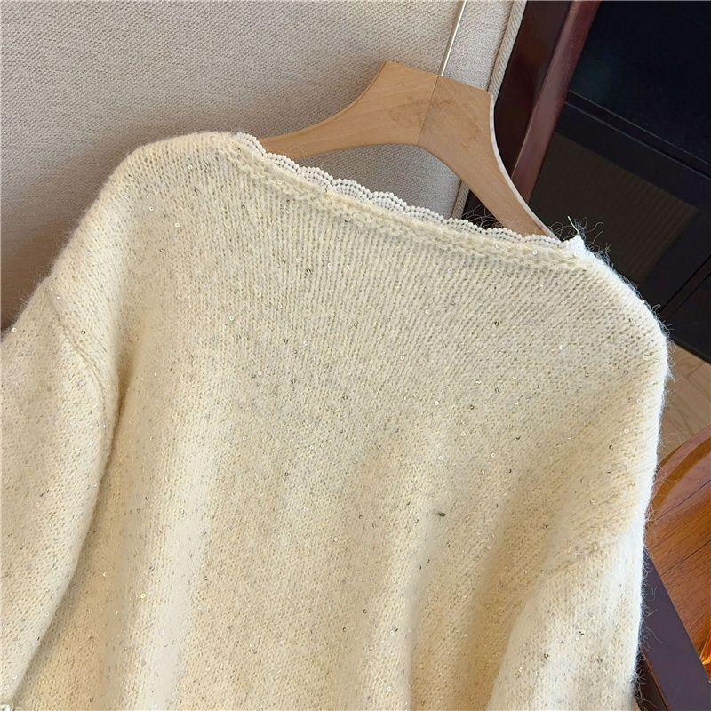 Sweater for Women Winter Thickened V Neck Pullover Warm Knitted Stretchy Long Sleeve Oversize Jumper Sweater Tops