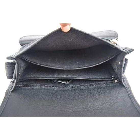 Black Leather Crossbody Bag Women's Purse Satchel Handbag Messenger Shoulder Sling Bag 13 Inch Medium