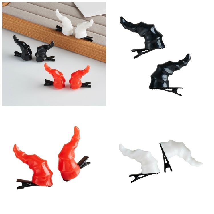 Barrettes Mini Dragon Horn for Girl Halloween Theme Parties Devil Hair Clip