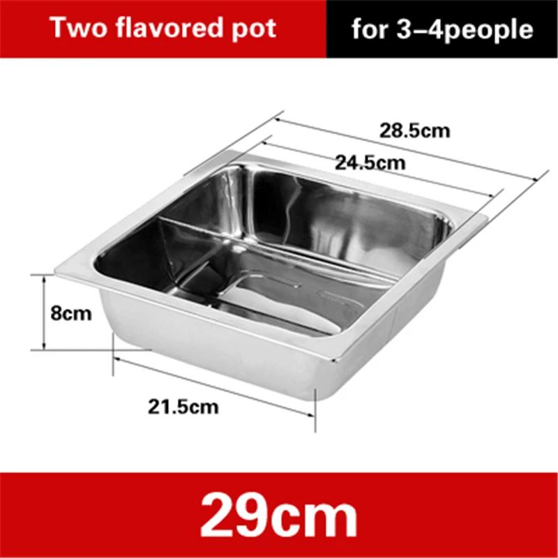 Extra thick stainless steel square hot pot Stewed Mandarin Duck with Ears Hotpot for induction cooker Mother and son pot hotpot