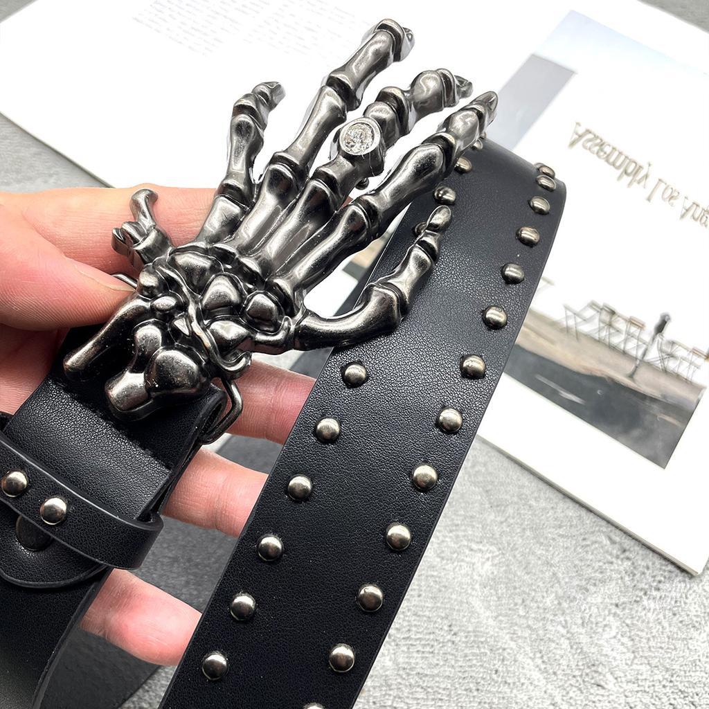 Skull Y2k Rivet Belt Men and Women Punk Style Personality Hip Hop Belt Fashion Versatile Decorative Belt Hipster