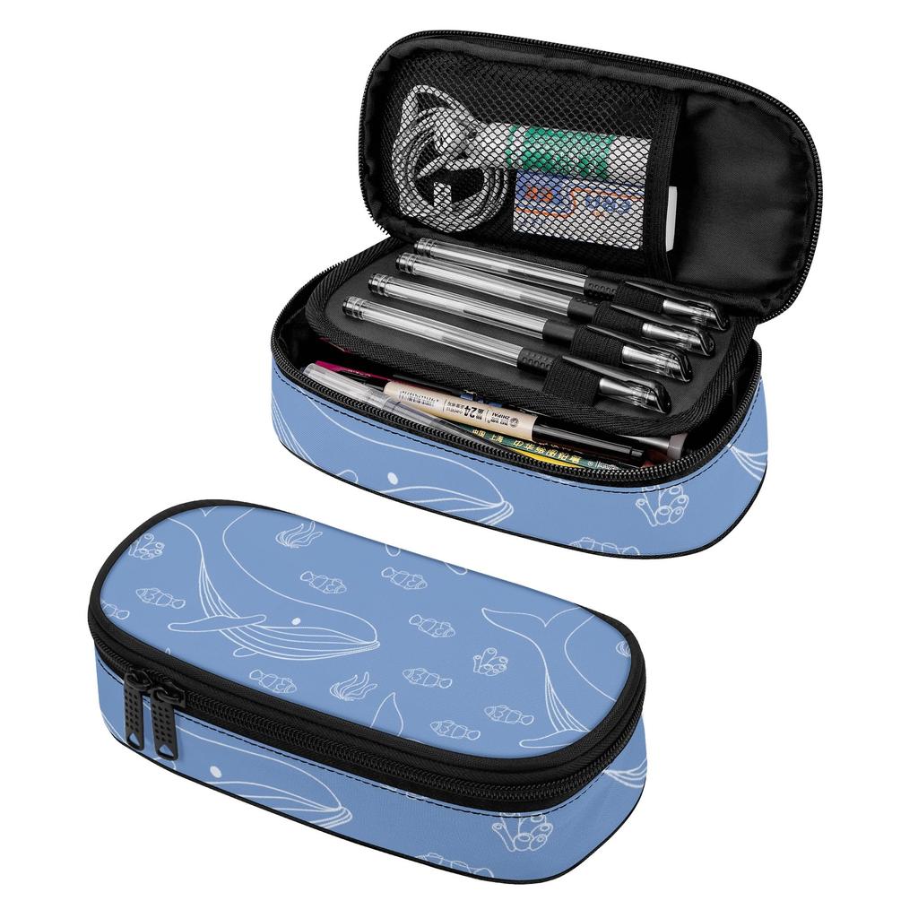 Pen Case Scratch Resistant Polyester Roomy Interior Zipper Closure with Main Compartment Mesh Pocket and Pen Slots for Boys Girls