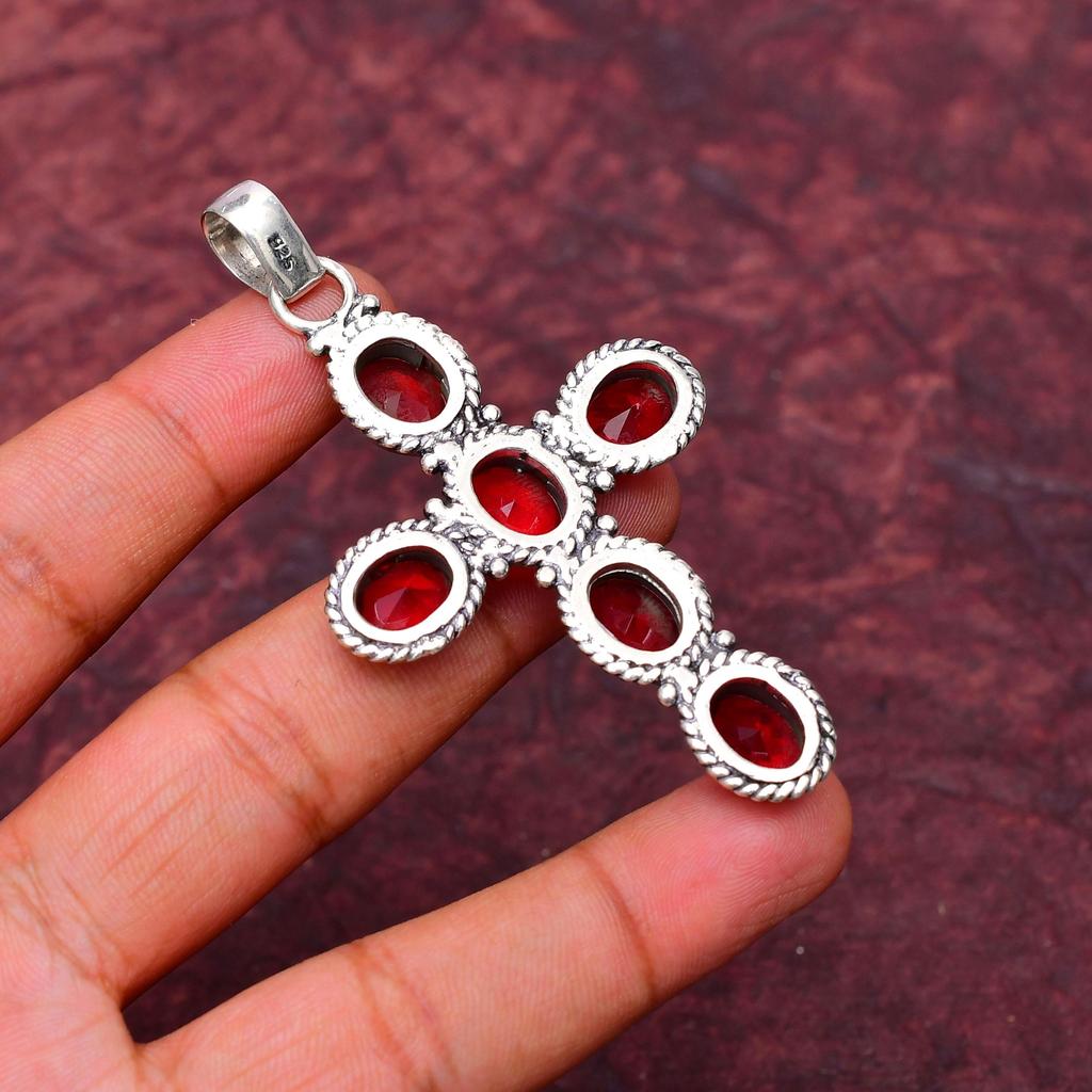 Awesome Garnet Gemstone Pendant: 925 Sterling Silver Handmade Pendant Necklace Jewelry