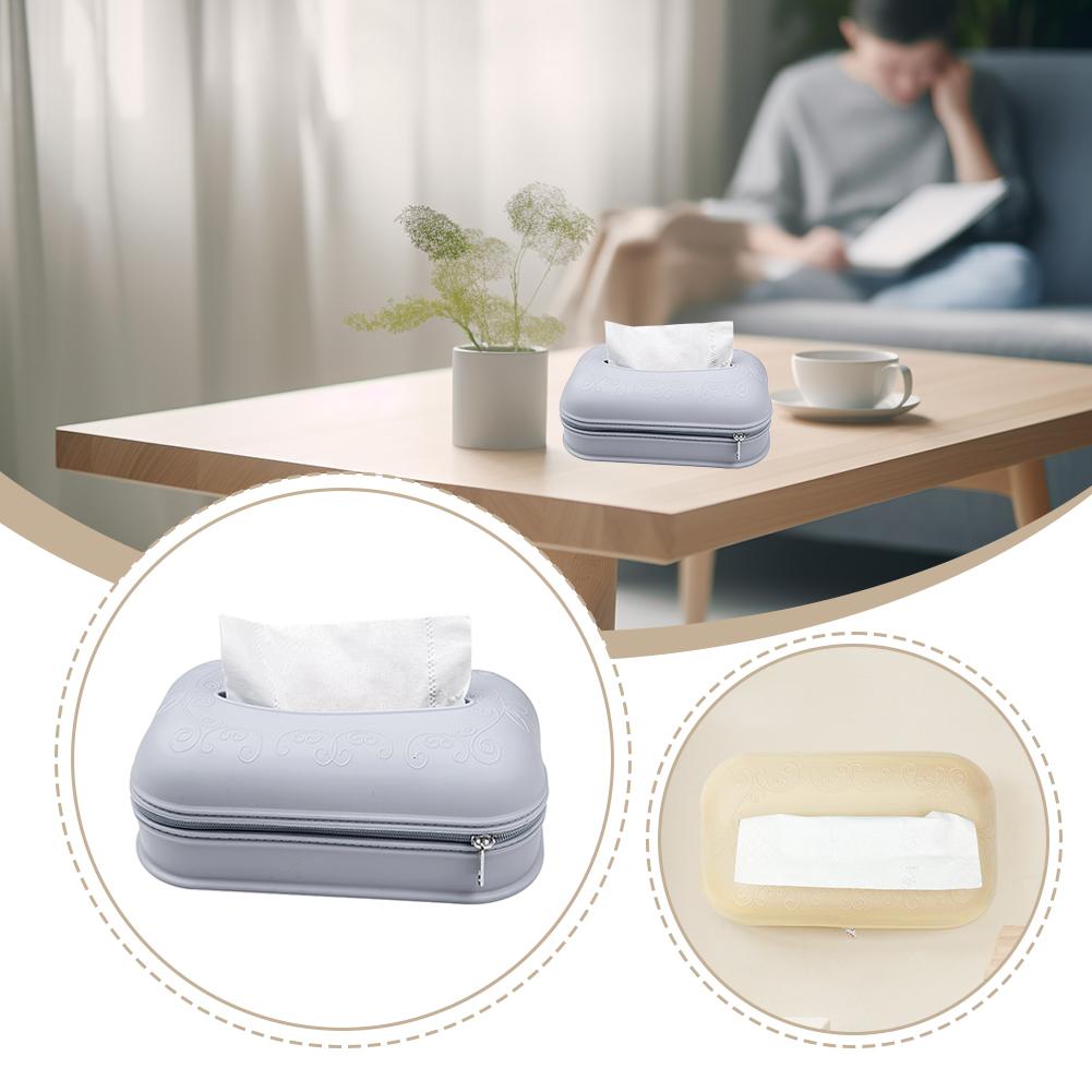 Silicone Tissue Box Simplicity Solid Color Napkin Holder Plastic Large Storage Tissue Case For Home Office Supplies