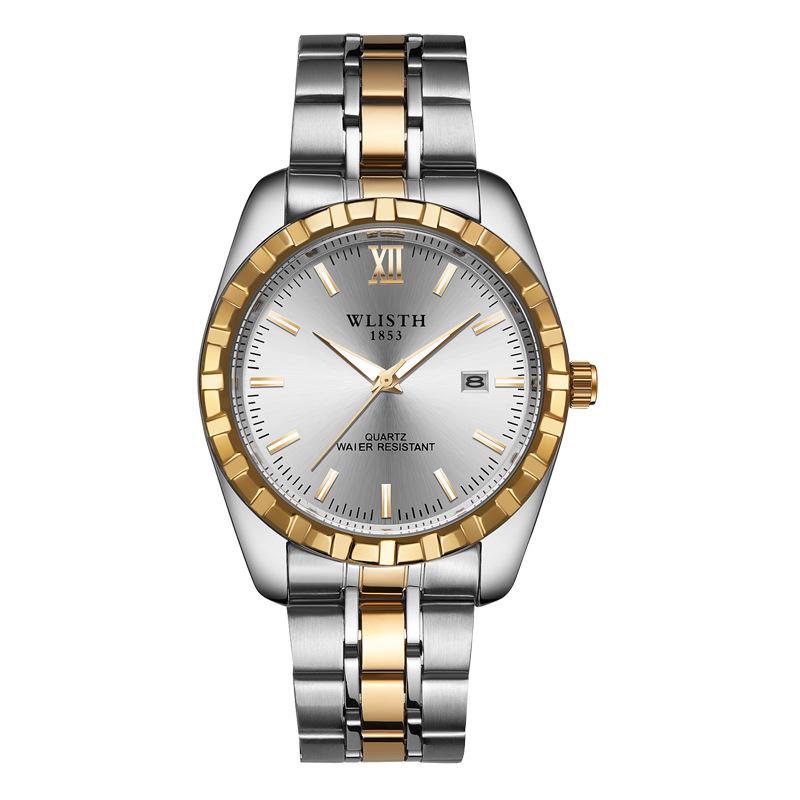 Top Brand Calendar Couple Watch Waterproof Steel Band Student Watch