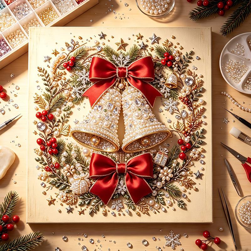 Kit Pittura Diamante Natale Fai da Te Babbo Natale Renna Mosaico Pittura con Perline Artigianato per Decorazione Murale Casa Festiva