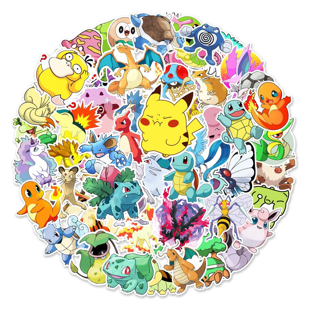 50 Anime Pokemon Graffiti Stickers Car Mobile Bicycle Water Cup Decorative Stickers Waterproof