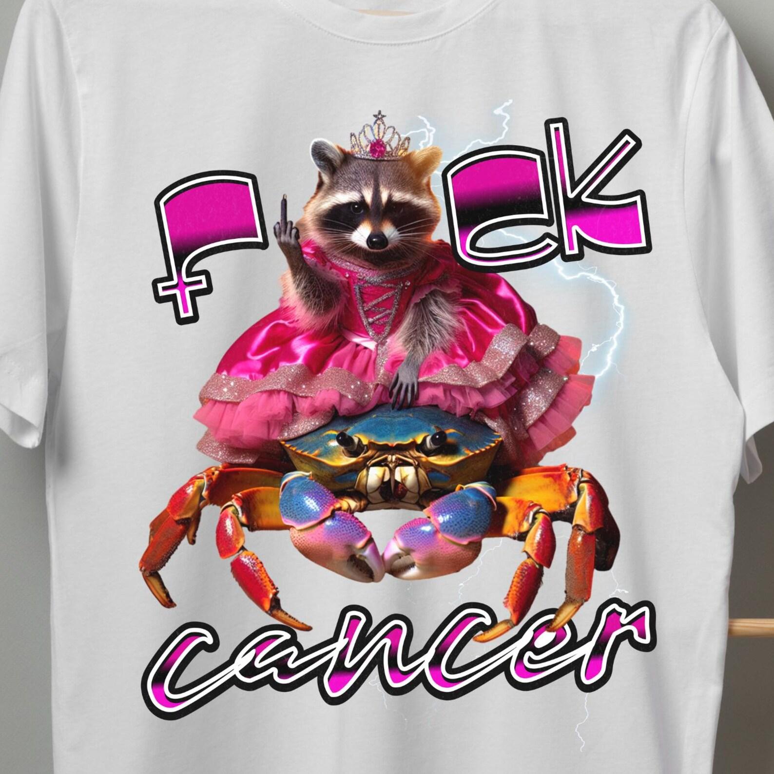 Funny Cancer Warrior T-Shirt: Raccoon Meme Tee M