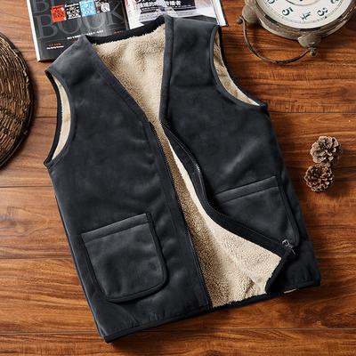 Gilet Chaud pour Hommes d'Âge Moyen et Âgés Épaissi et en Velours Hiver Costume de Papa d'Âge Moyen et Âgé Velours d'Agneau Grande Taille Gilet Entrejambe