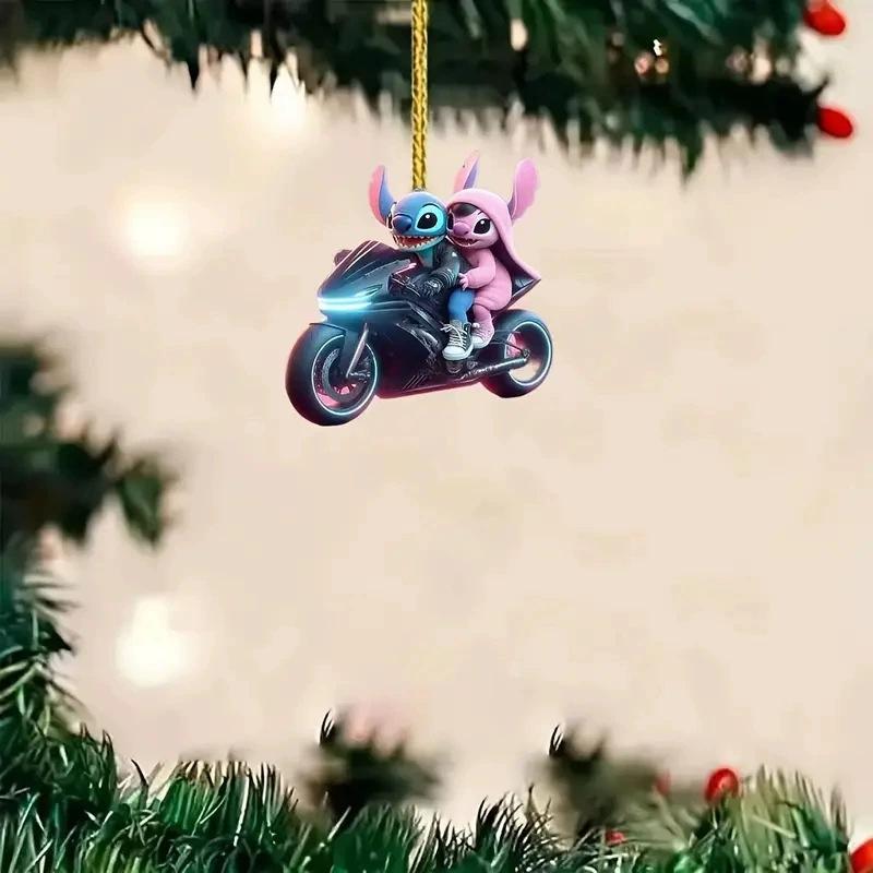 Anime Disney Stitch 2D Car Decorative Pendants Stich keychain Acrylic Decorative Pendants kids Keychain Christmars Gifts
