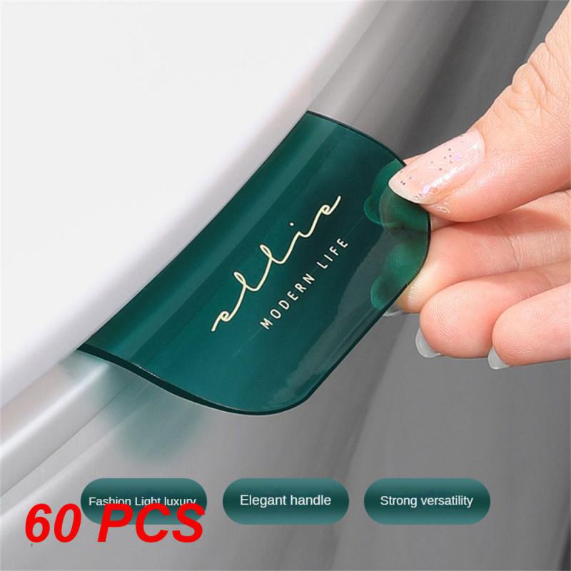 10~60PCS Toilet Retractor Light Luxury Toilet Lid Seat Ring Flapper Bathroom Sanitary Closestool Holder Transparent